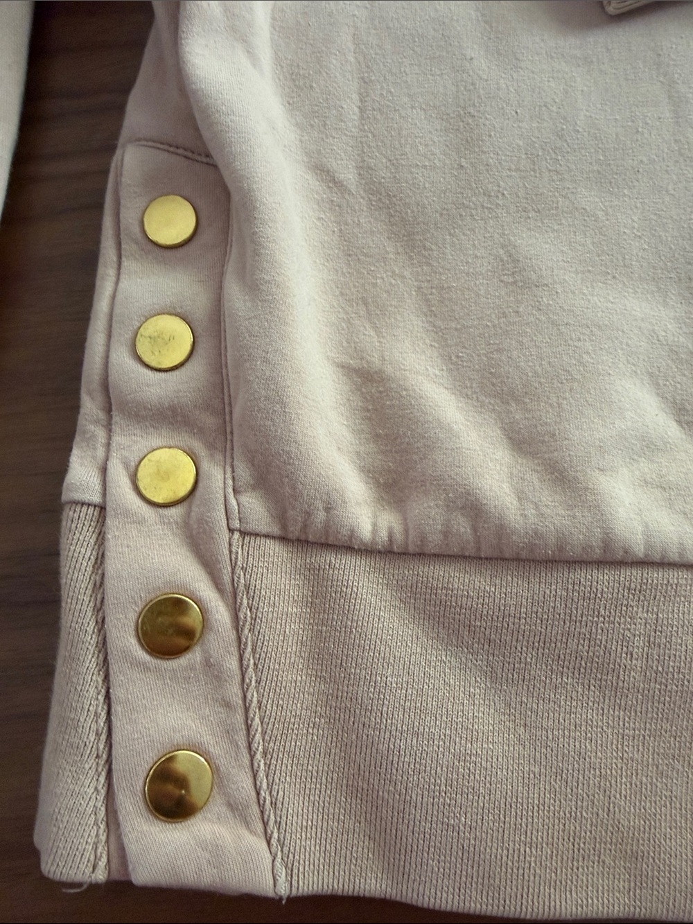 Varley Women’s Cream-Pink Crewneck Sweater with Gold Button Detail - Picture 4 of 4